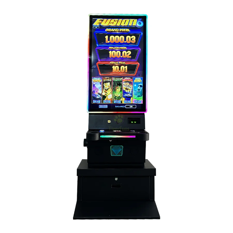 43 Inch Fusion 6 Vertical Touch Screen Skill Game Cabinet with Push Button Module and LED Light Bar for Sale